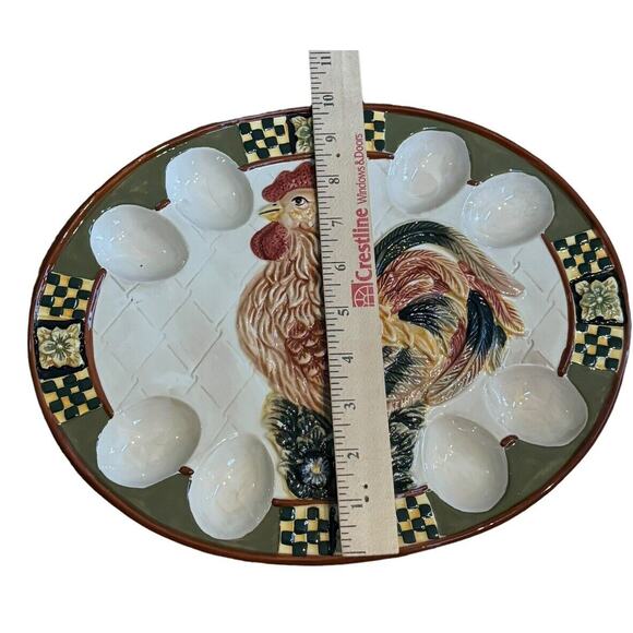 Large Deviled Egg Plater Bella Casa By Ganz VTG Rooster Hen Chicken Kitchenware - Picture 5 of 8